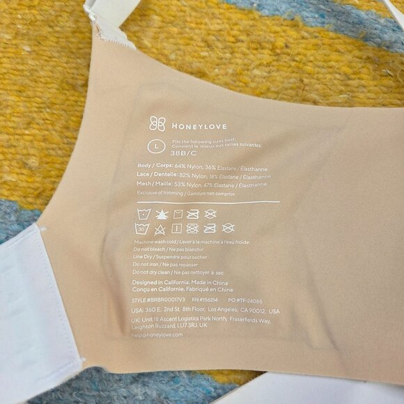 Honeylove CrossOver Bra in Astral White Lace Size L 38B/C - Picture 6 of 6